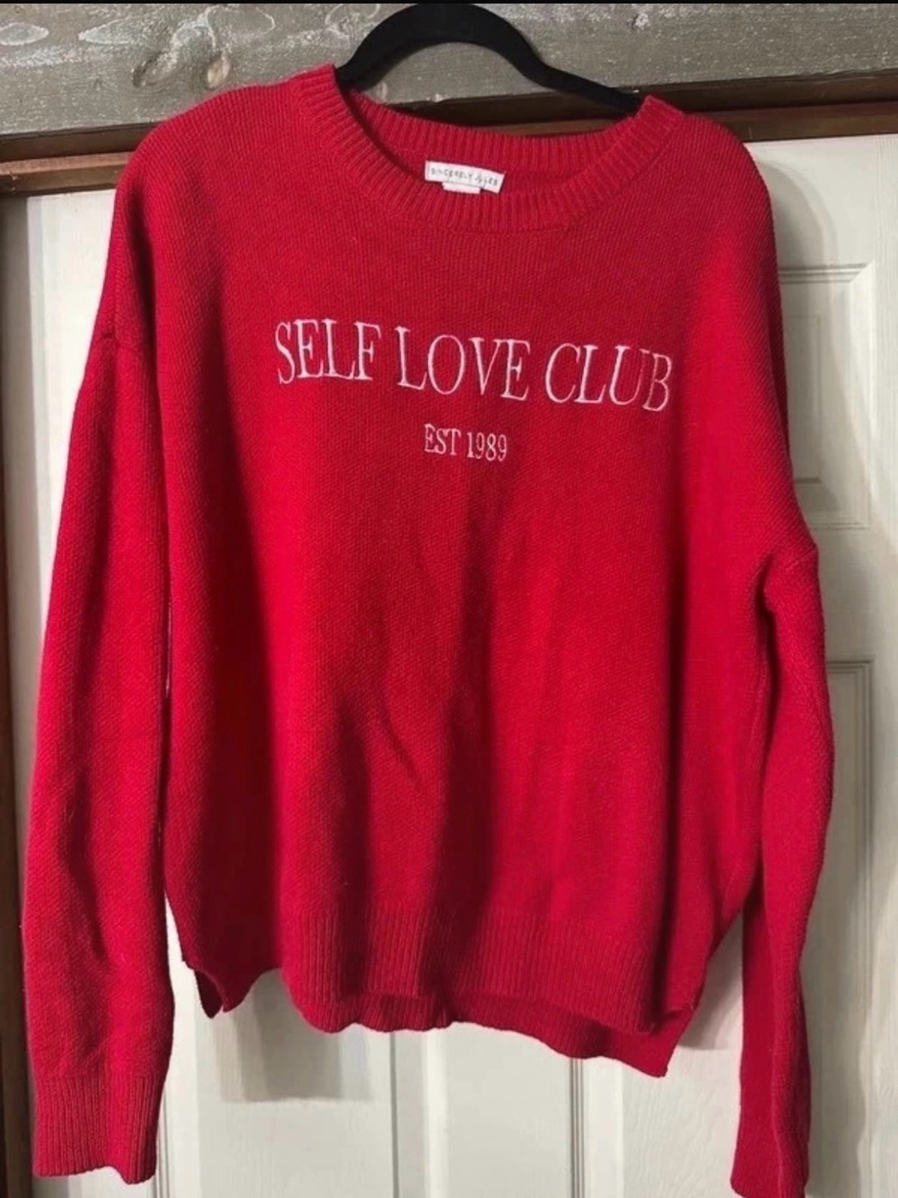 Sincerely Jules Red 'Self Love Club Est 1989' Crewneck Sweater
